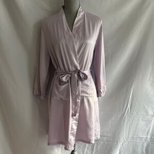 Fishers Finery Lavender 100% Silk Wrap Robe with Tie Belt